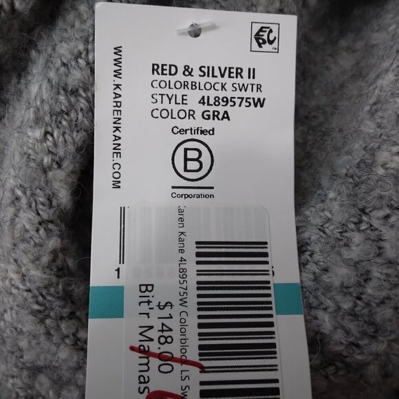 Karen Kane | NWT Color Block Wool Cotton Blend Sweater Gray Black | Size 0X - Picture 8 of 8